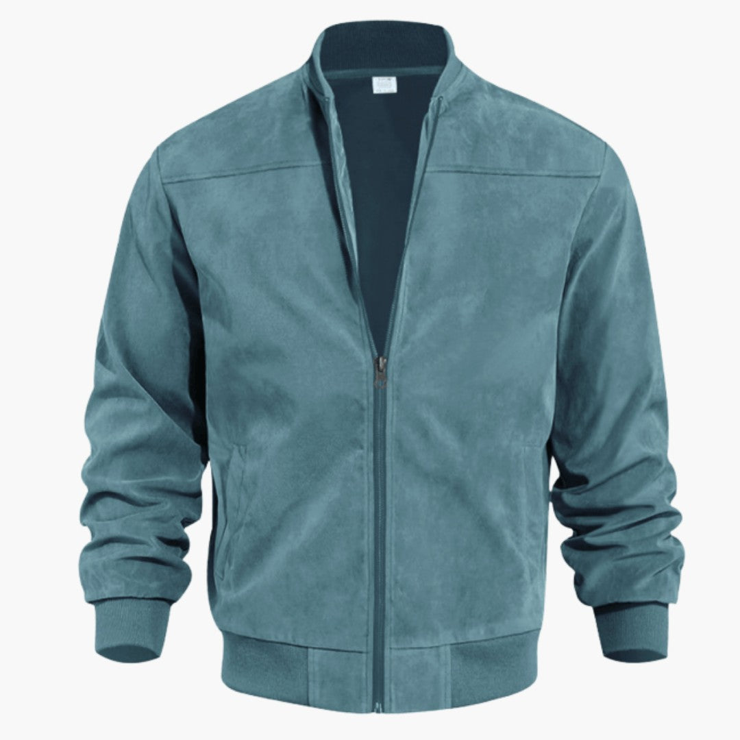 Blouson aviateur effet daim, bleu sarcelle