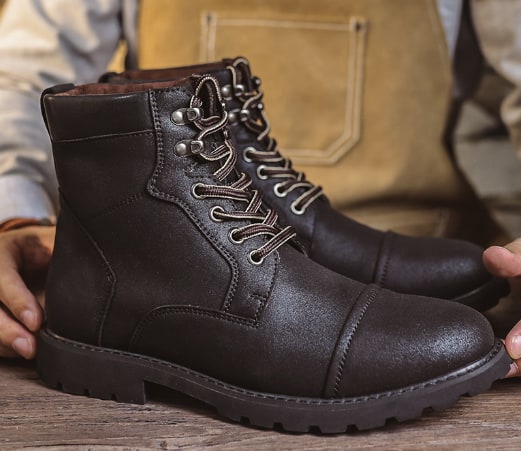 Bottines de travail cuir, marron foncé