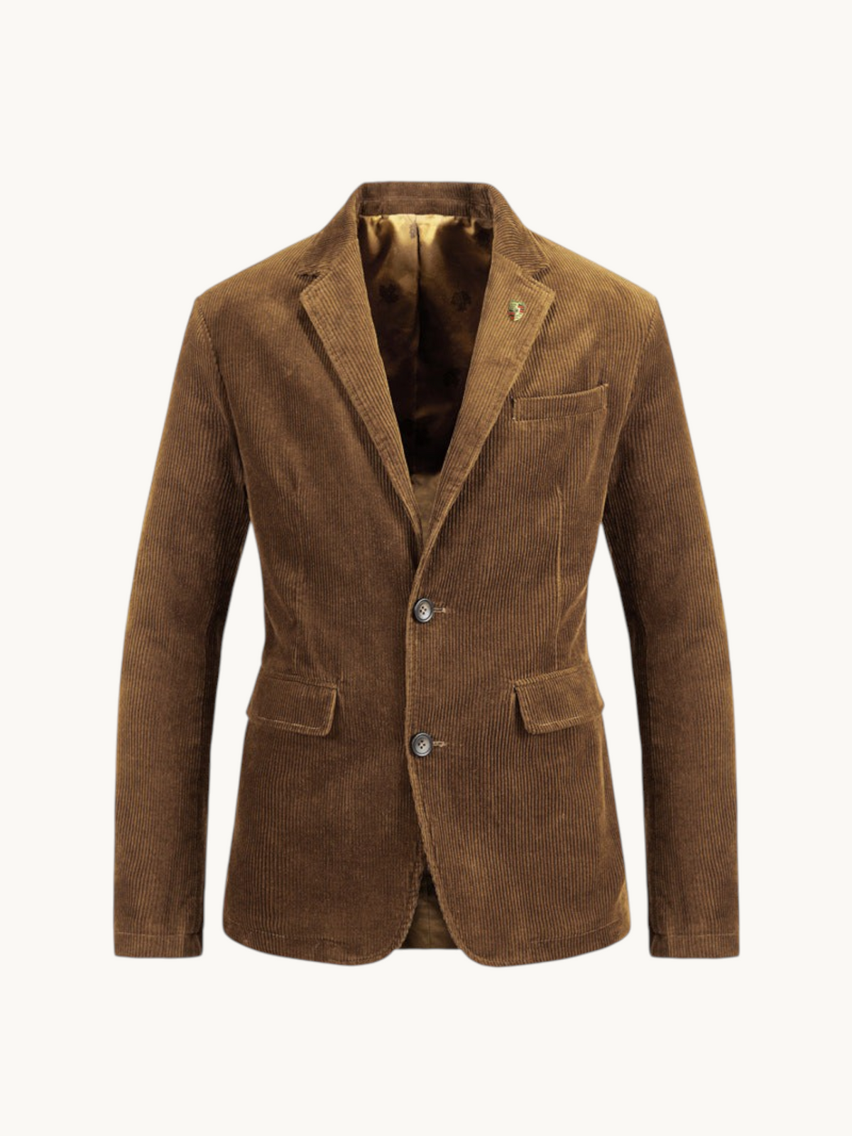 By Old Money brown corduroy blazer with notched lapels and two-button closure in a relaxed fit.