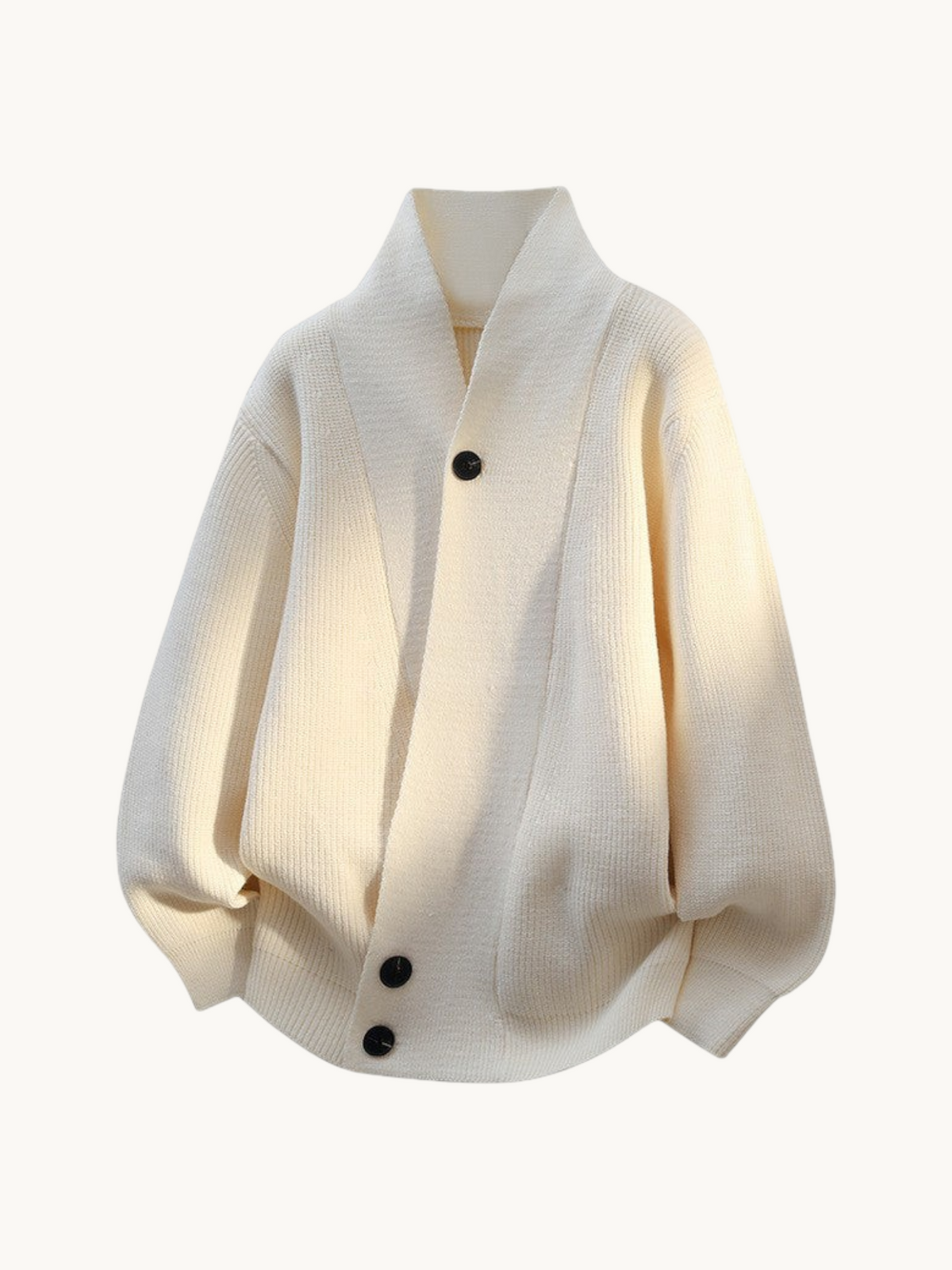 By Old Money cream chunky knit buttoned cardigan with a relaxed fit and dropped shoulders