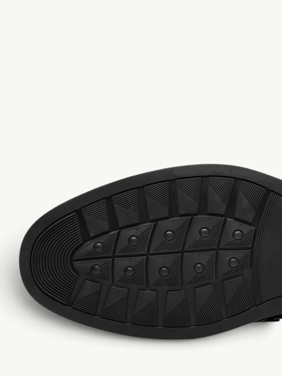 By Old Money black recycled leather dress shoe sole with a textured grip pattern and low profile design