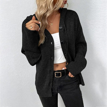 Cardigan à capuche côtelé