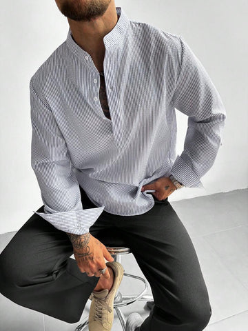 Chemise col mao à rayures