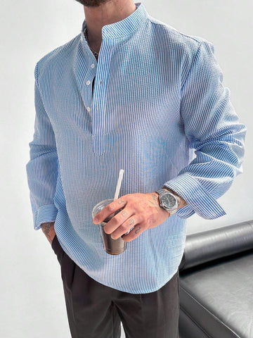 Chemise col mao à rayures
