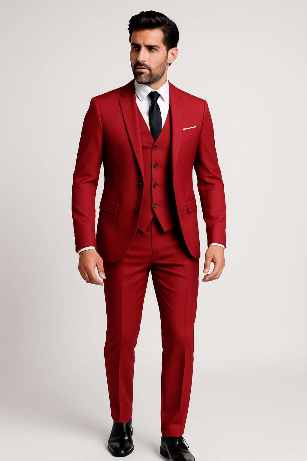 Costume trois pièces classique, rouge