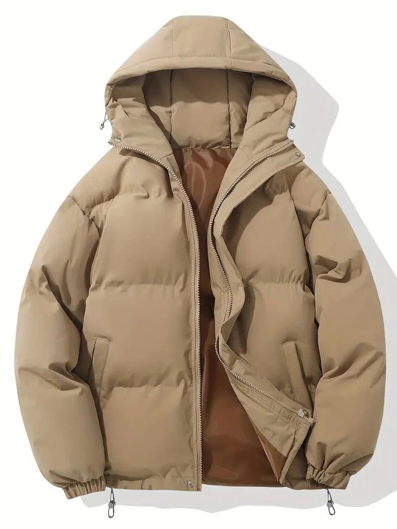 Doudoune matelassée capuche pratique, coloris sable, vue de face