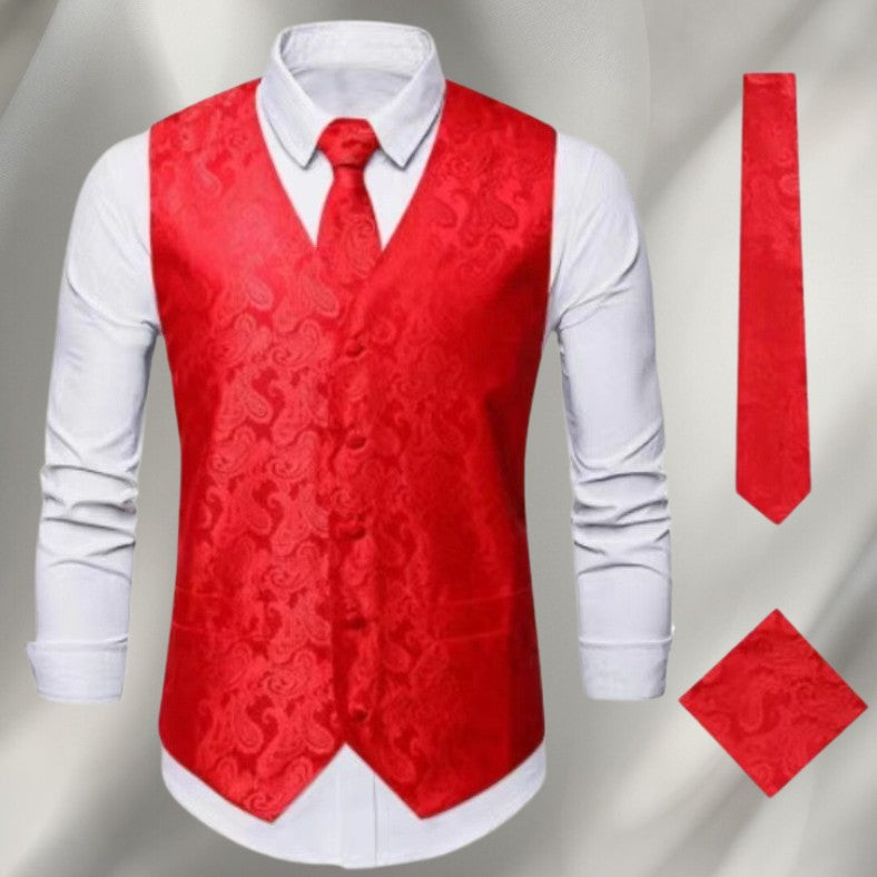 Gilet à motif paisley, rouge