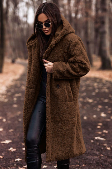 Manteau long en peluche