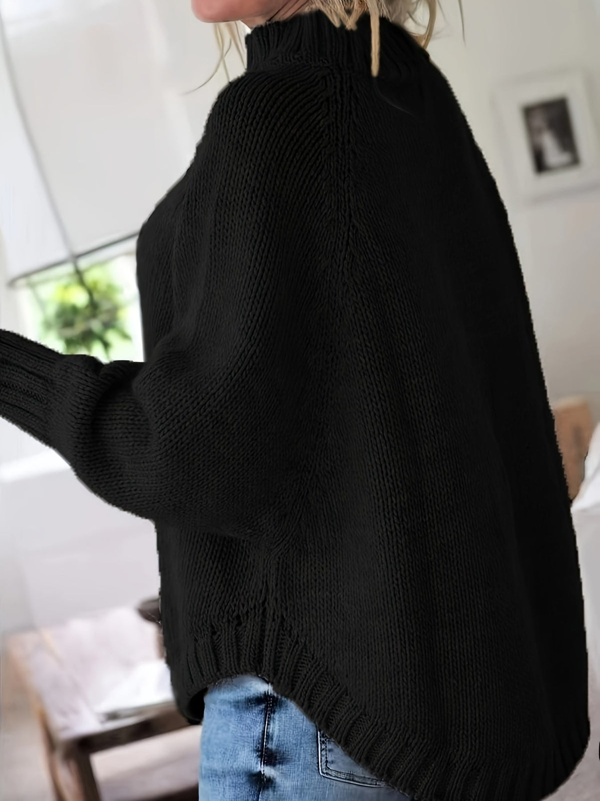 Pull torsadé col montant pour femme, vue 6