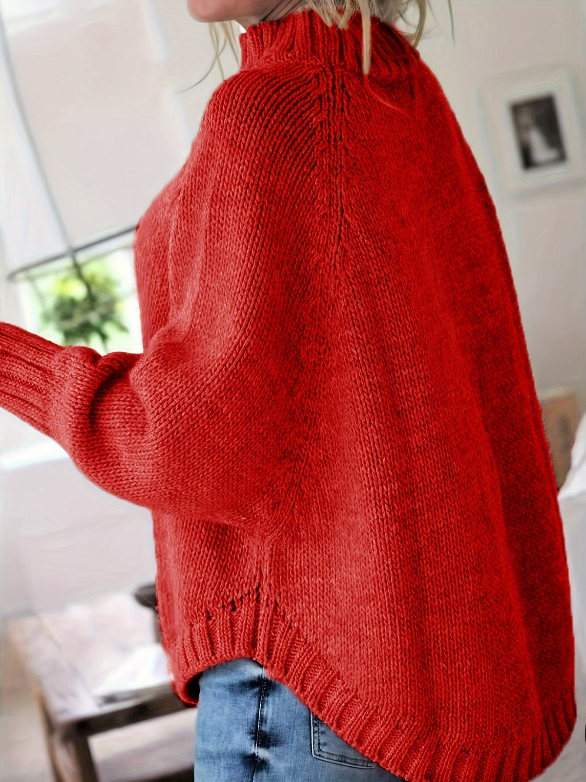 Pull torsadé col montant pour femme, vue 7