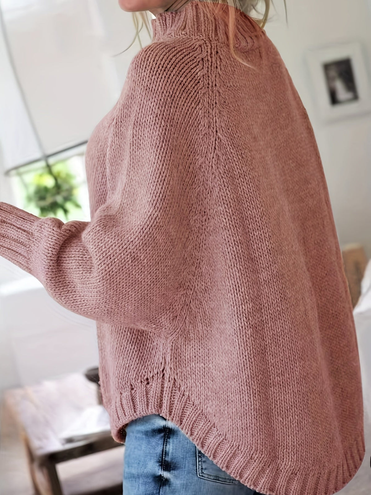 Pull torsadé col montant pour femme, vue 8
