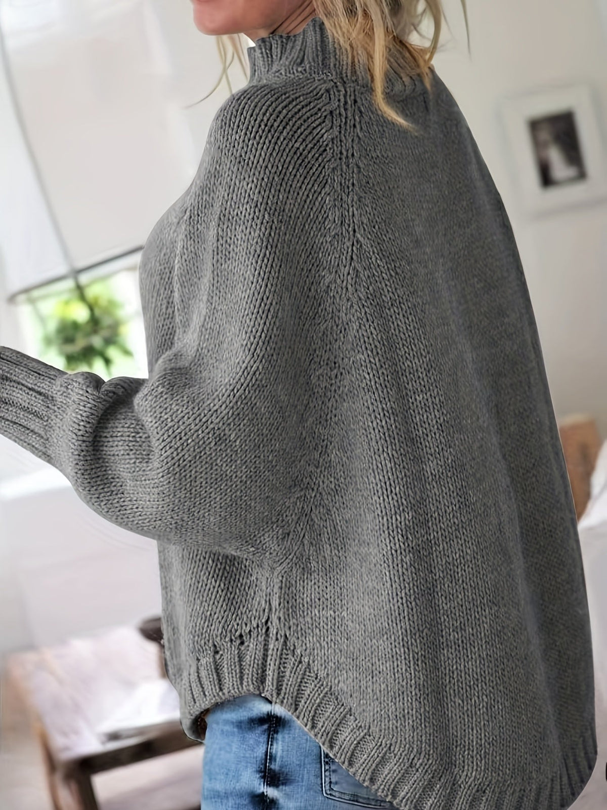 Pull torsadé col montant pour femme, vue 9