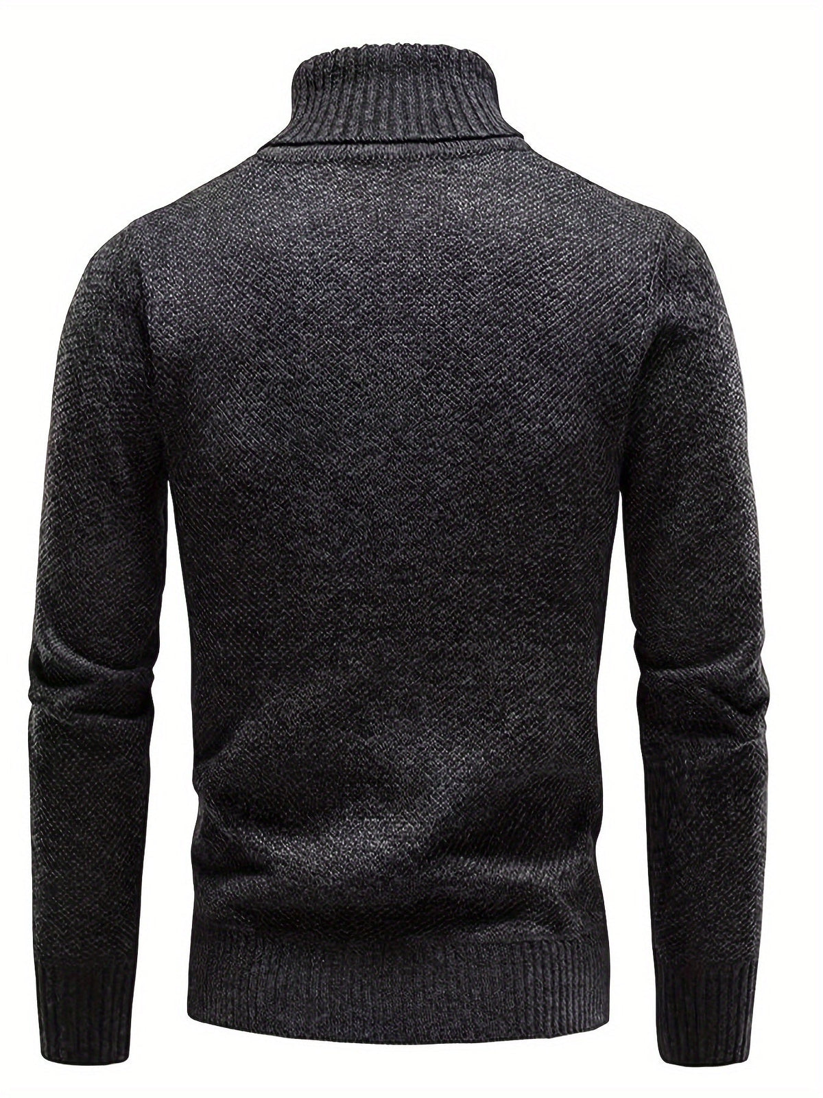 Pull col roulé chiné, coloris anthracite, vue de dos
