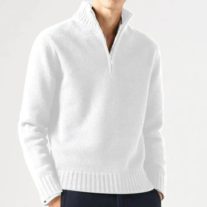 Pull demi-zip col montant in Blanc | By Old Money
