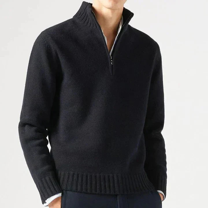 Pull demi-zip col montant in Noir | By Old Money