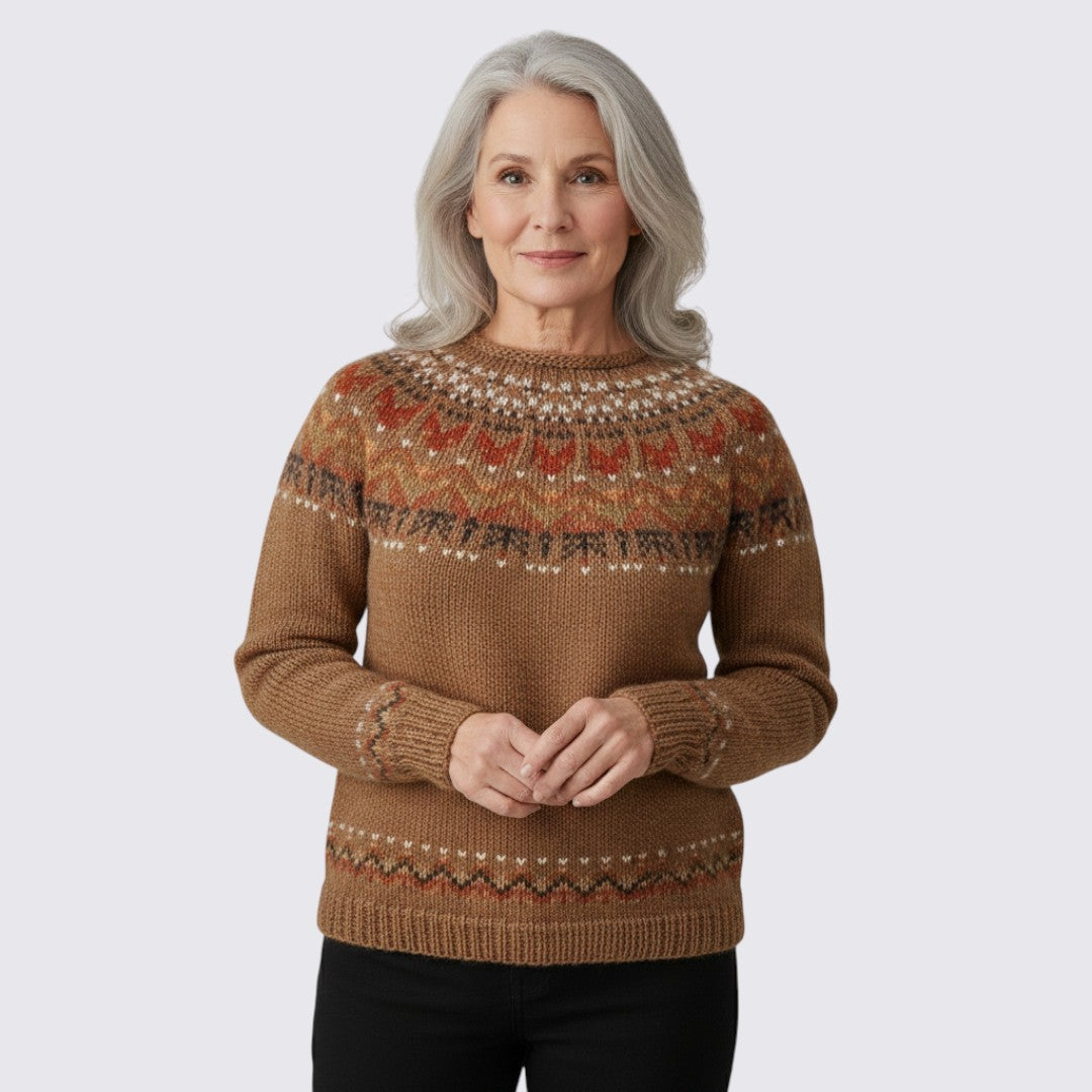 Pull à empiècement jacquard pour femme, vue 3