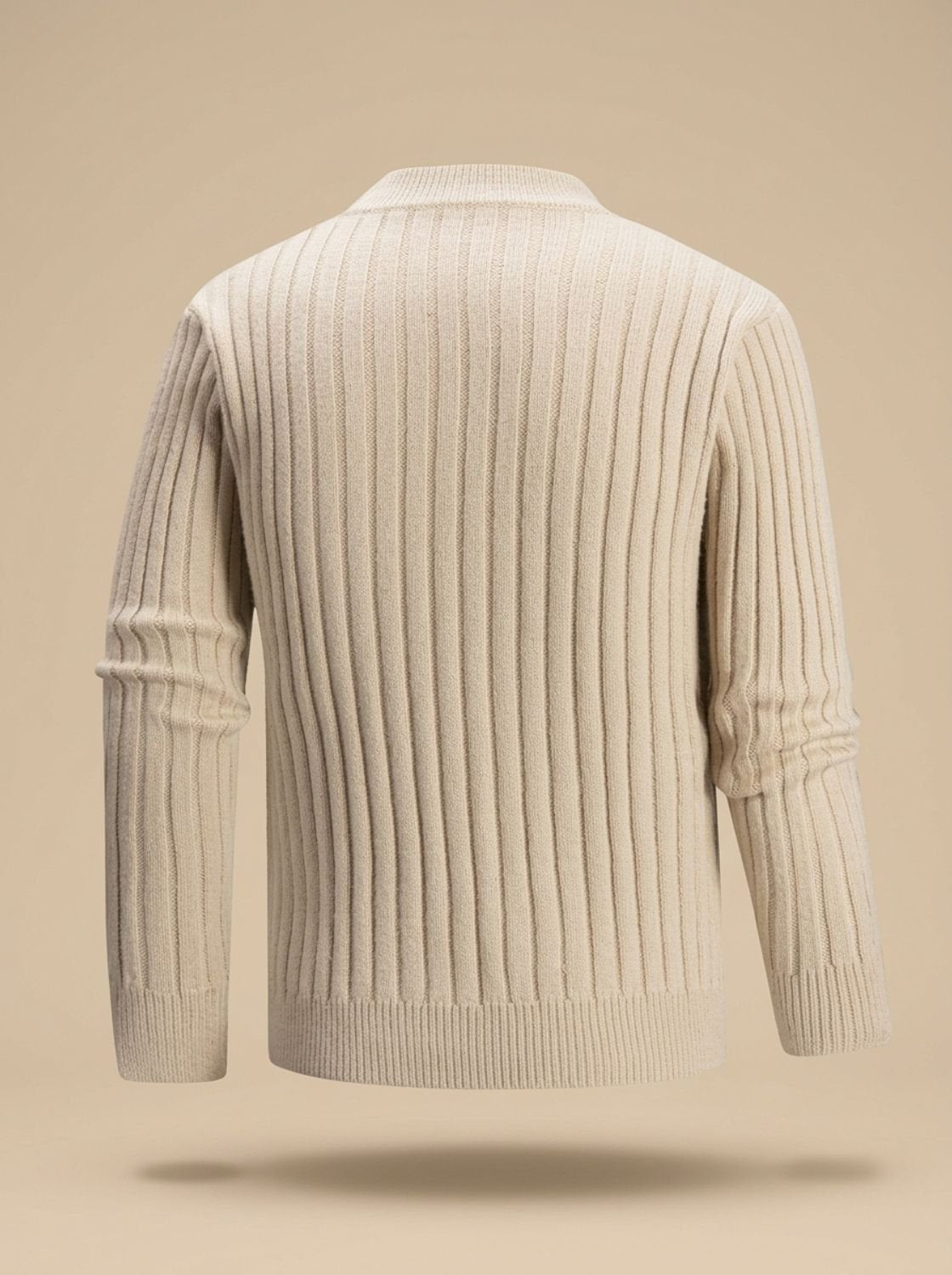 Pull torsadé pour homme, kaki clair, dos en côtes verticales