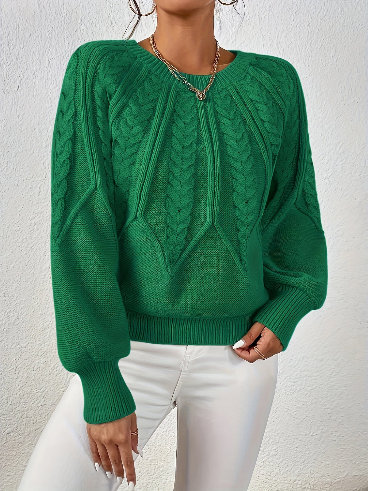 Pull torsadé col rond pour femme, vue 9
