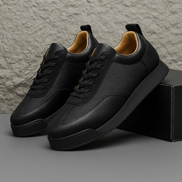 Sneakers basses en cuir et daim