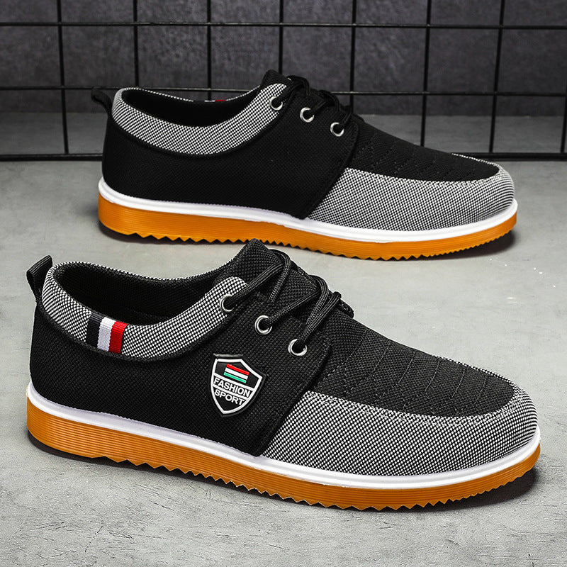 Sneakers basses en toile pied-de-poule in Black | By Old Money