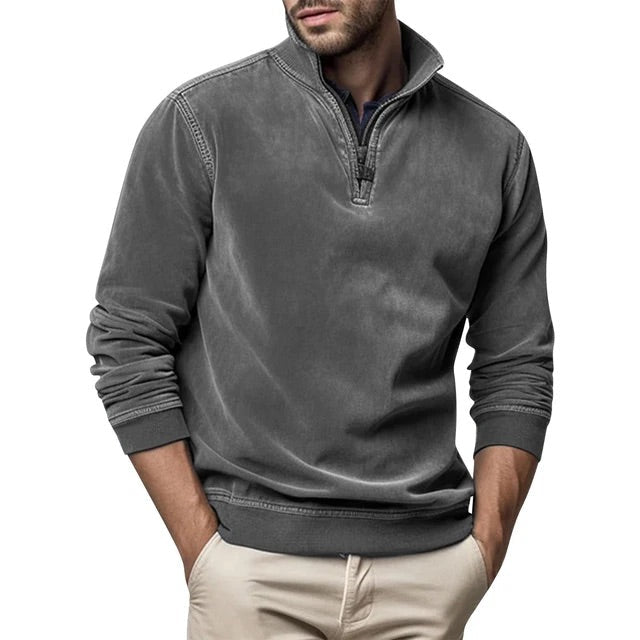 Sweat col zippé in Gris | By Old Money