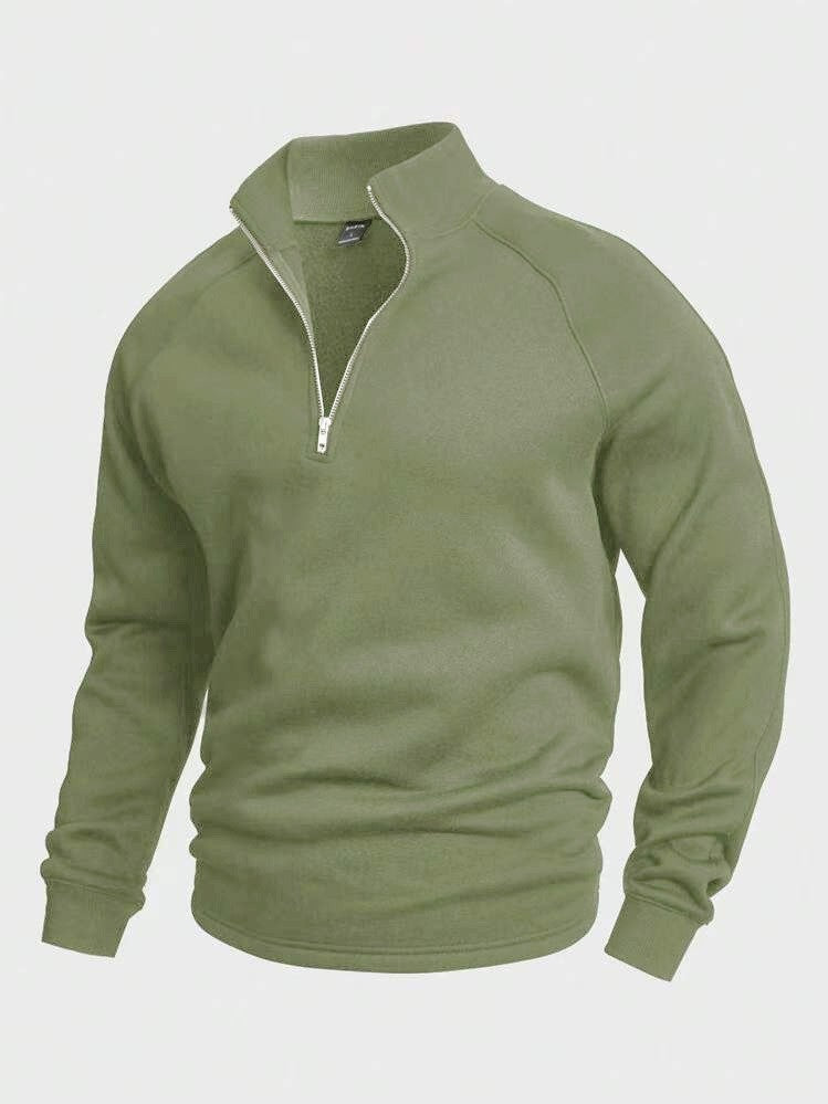 Sweat zippé col montant in Vert | By Old Money