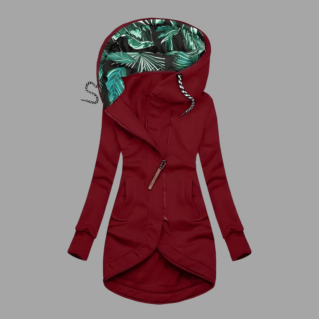 Veste à capuche zippée pour femme, coloris rouge