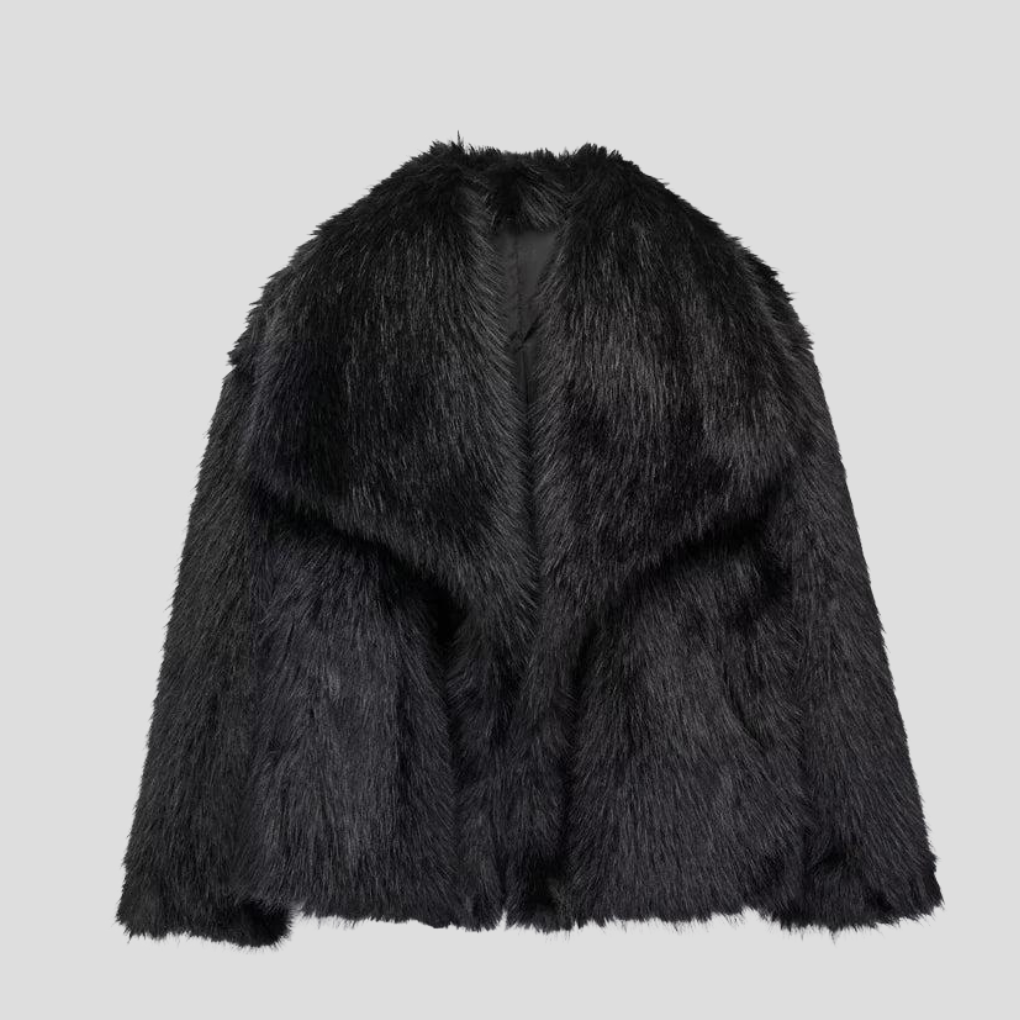 Veste en fausse fourrure pour femme, coloris noir
