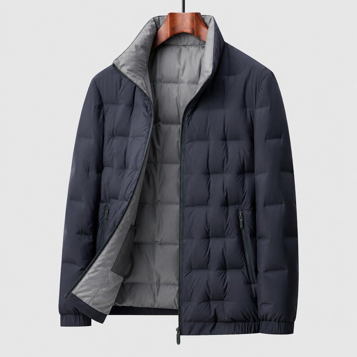 Veste matelassée col montant in Blue | By Old Money