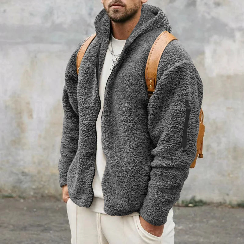 Veste polaire à capuche, gris foncé