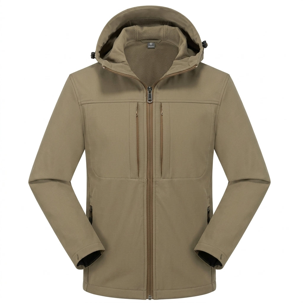 Veste softshell à capuche in Khaki | By Old Money