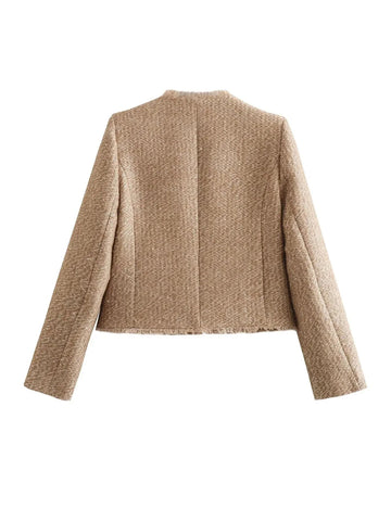 Veste en tweed frangée
