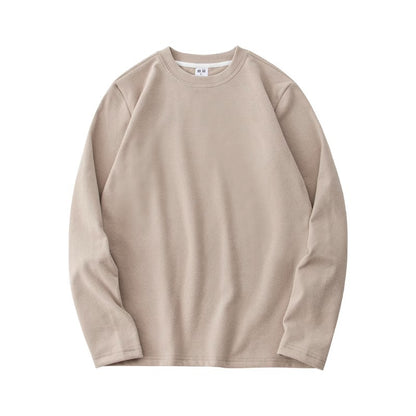 Sous-pull thermique beige à manches longues, posé à plat, vue de face