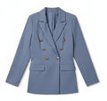 Blazer croisé boutons dorés, coloris ardoise, présenté à plat