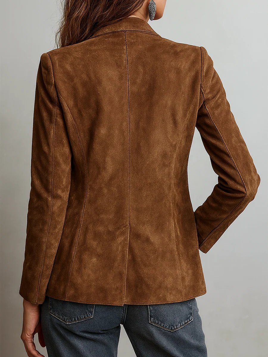 Blazer effet daim, coloris marron, vu de dos