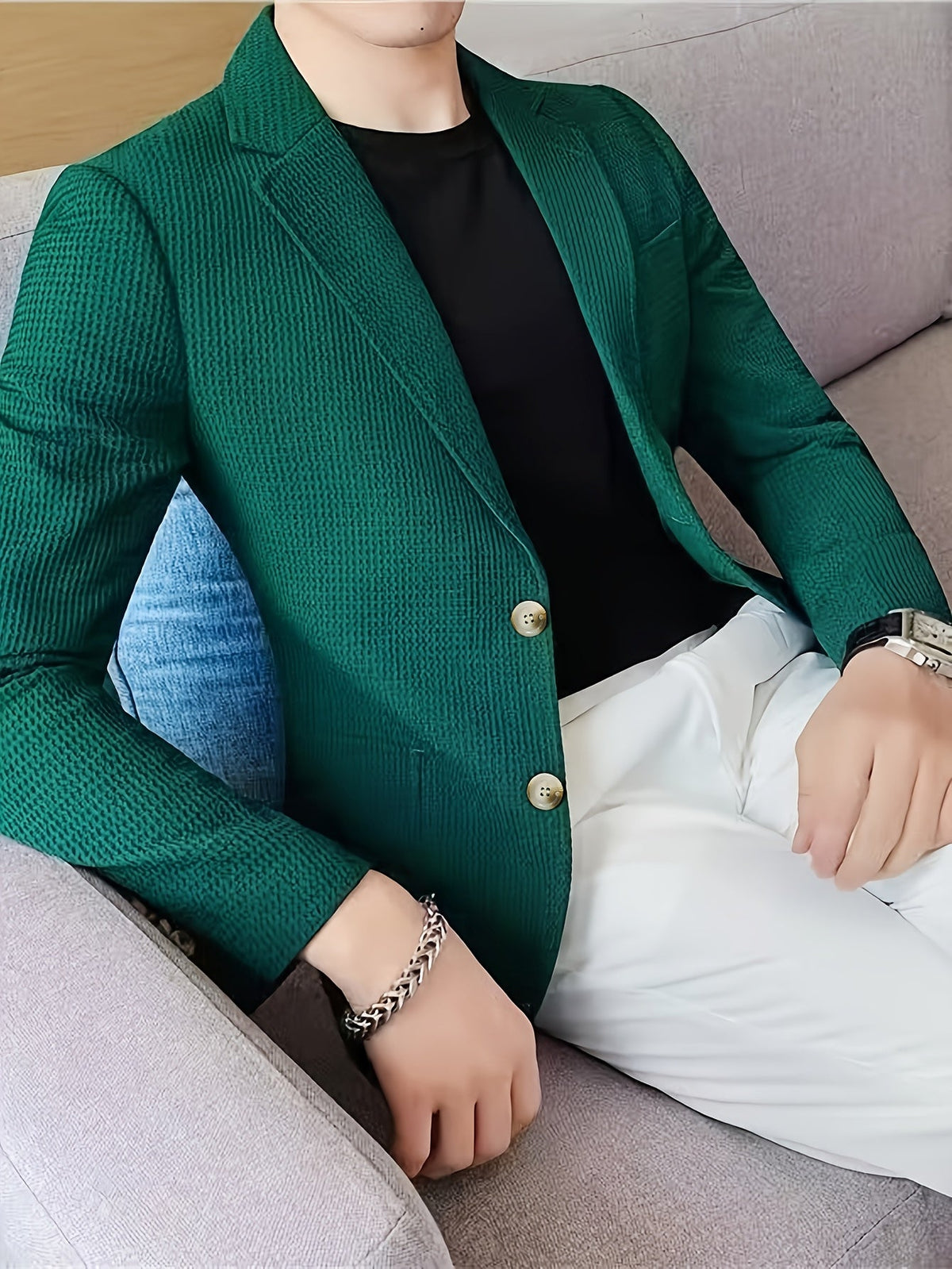 Blazer en maille texturée, vert
