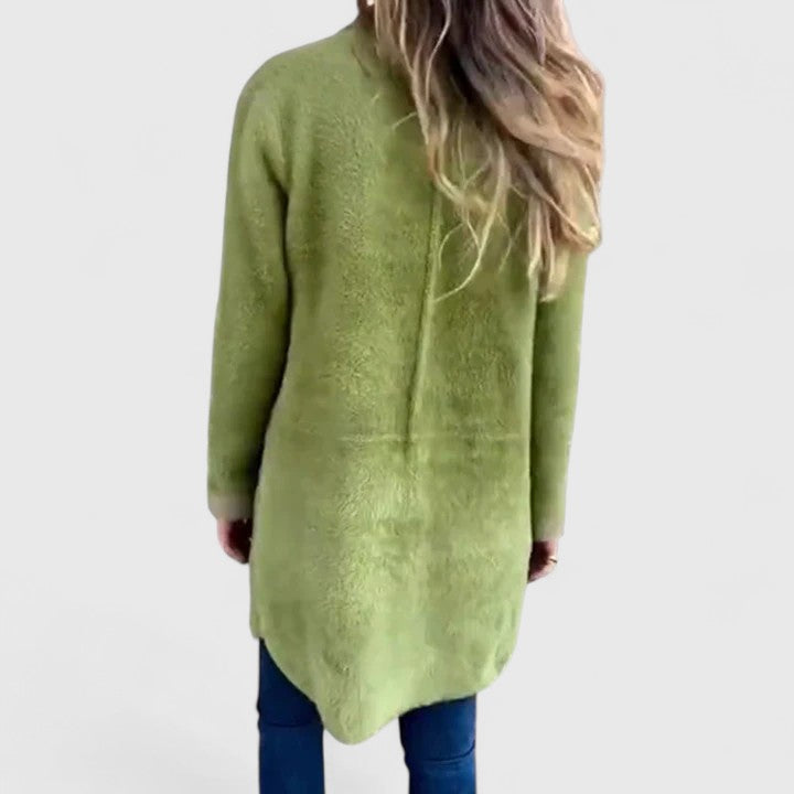Blazer oversize à poches, coloris vert sauge, vue de dos