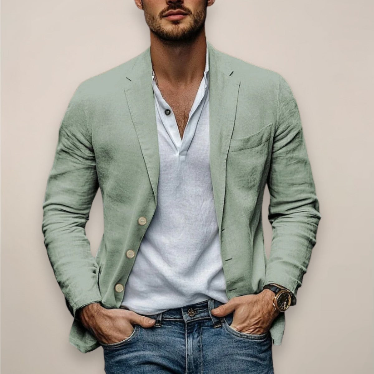 Blazer souple non doublé, coloris vert