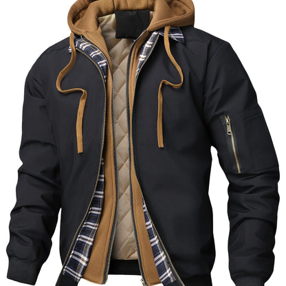 Blouson à capuche doublé, noir