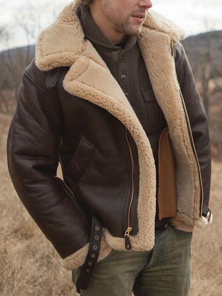 Blouson aviateur zippé, marron