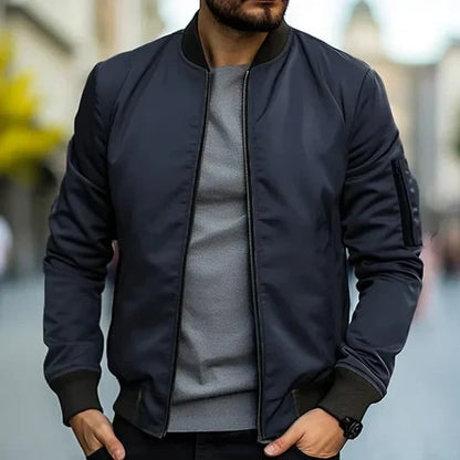 Blouson bombardier zippé, bleu marine