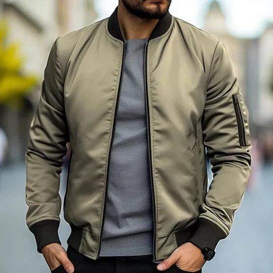 Blouson bombardier zippé, kaki