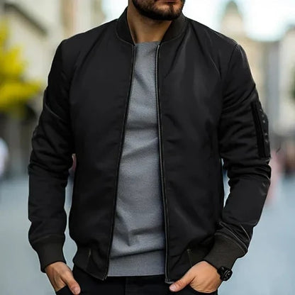 Blouson bombardier zippé, noir