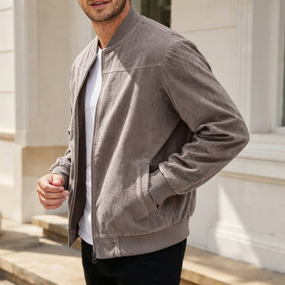 Blouson bomber aspect daim, pierre