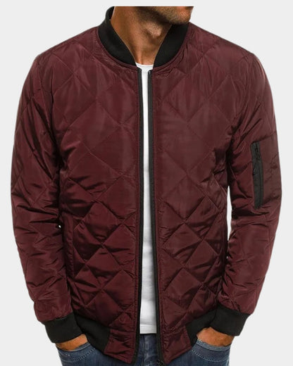 Blouson bomber matelassé, coloris bordeaux, vue de face