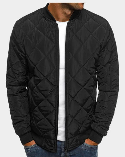 Blouson bomber matelassé, coloris noir, vue de face