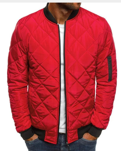 Blouson bomber matelassé, coloris rouge, vue de face