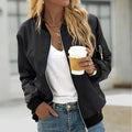 Blouson bomber zippé, coloris noir, vu de face