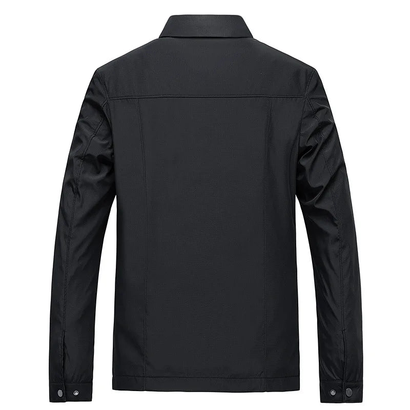Dos du blouson homme noir, empiècement surpiqué aux épaules