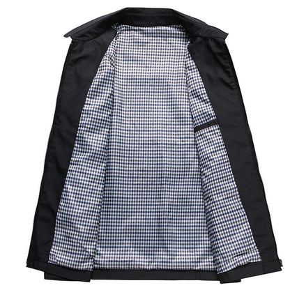 Intérieur du blouson homme noir à col chemise, vue à plat